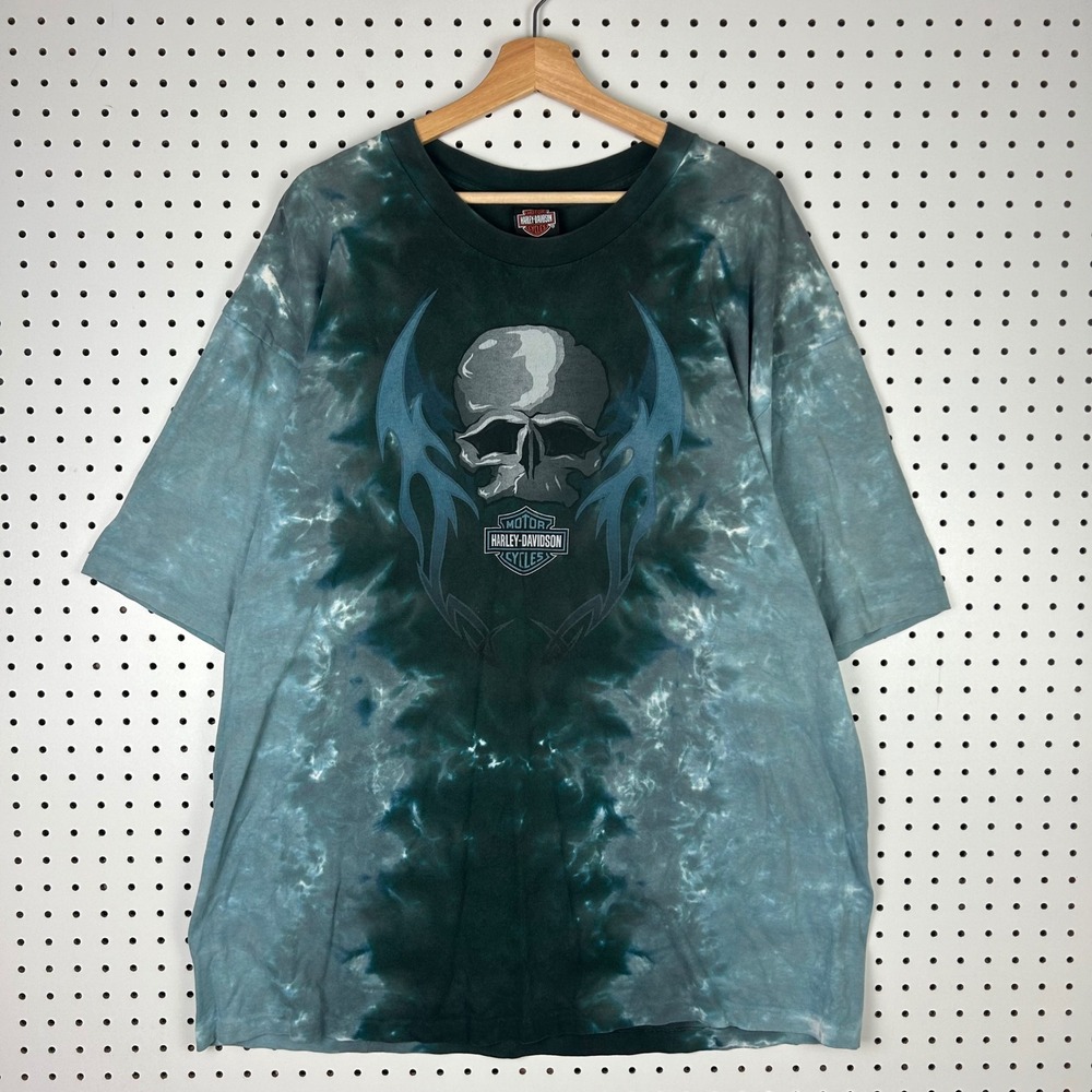 Harley Davidson Peterson's Miami Florida Tie Dye Skull Graphic T-Shirt XL USA 90